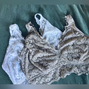 Nude and White Lace Bralette XXL